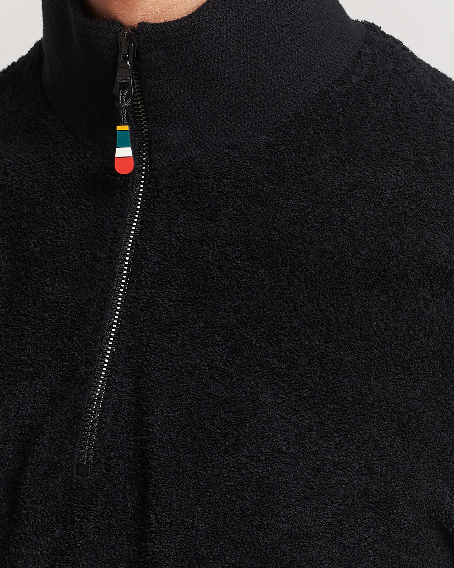 Men | Sweaters & Knitwear | Orlebar Brown | Isar Mix Texture Half-Zip Black