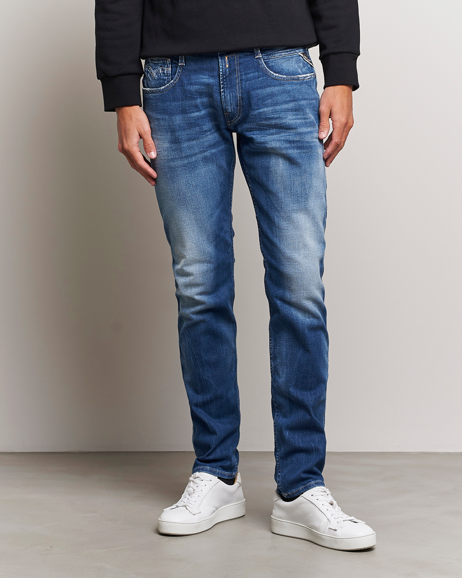 Men |  | Replay | Anbass Super Stretch Bio Jeans Medium Blue