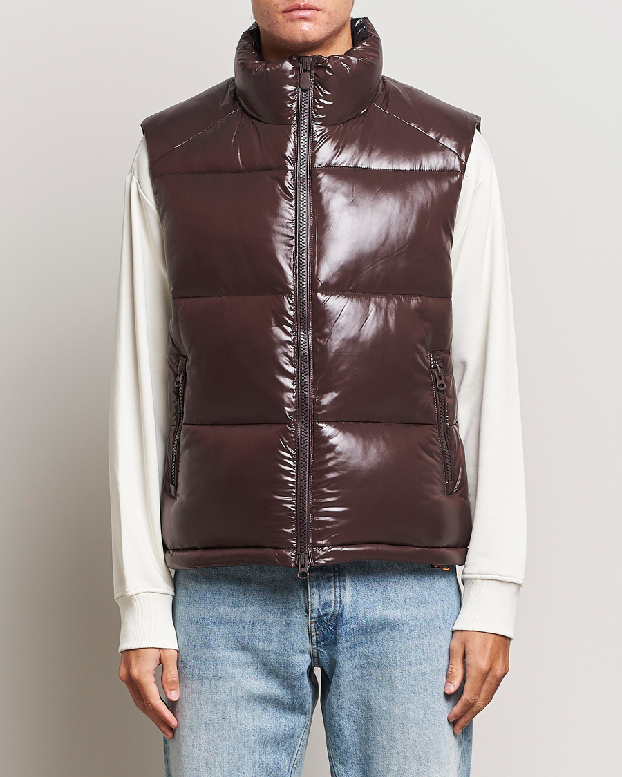 Men | Coats & Jackets | Save The Duck | Ailantus Padded Puffer Vest Brown Black