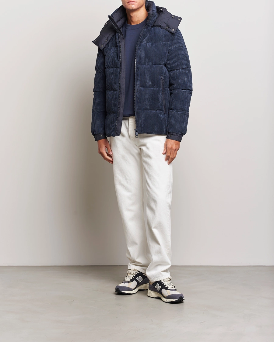 Men | Coats & Jackets | Save The Duck | Albus Cord Padded Puffer Jacket Blue Black