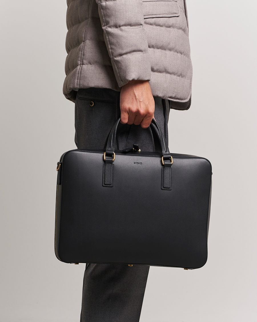 Men | Briefcases | Mismo | Morris Full Grain Leather Briefcase Black