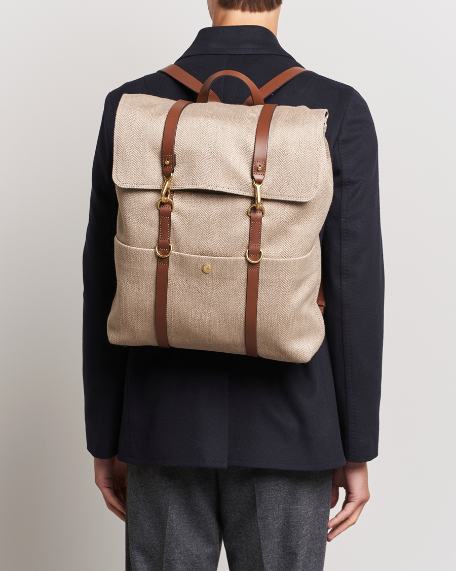 Men | Backpacks | Mismo | M/S Backpack  Grand Herringbone/Cuoio