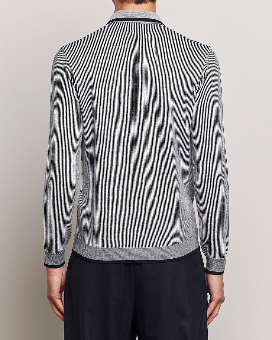 Men | Sweaters & Knitwear | Giorgio Armani | English Rib Knitted Polo Shirt Navy/White