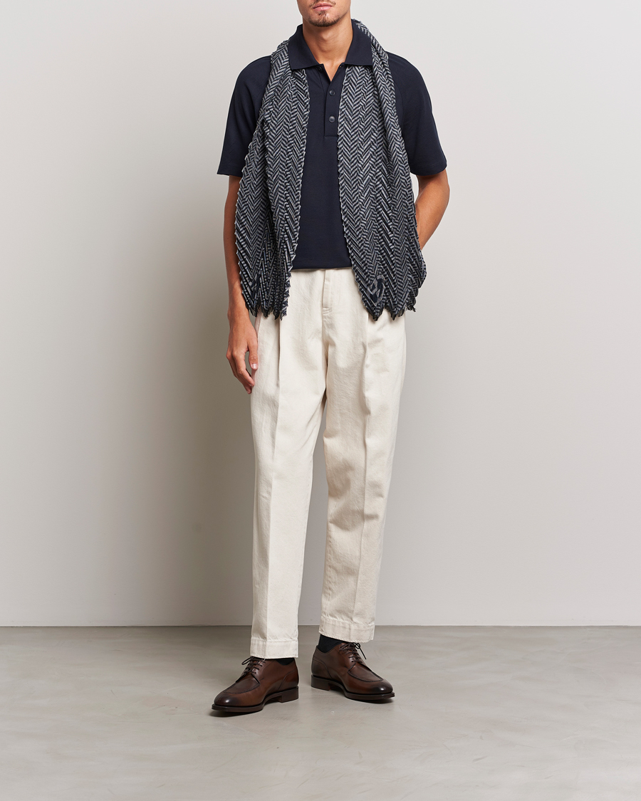 Men | Polo Shirts | Giorgio Armani | Cotton/Cashmere Raglan Sleeve Polo Navy