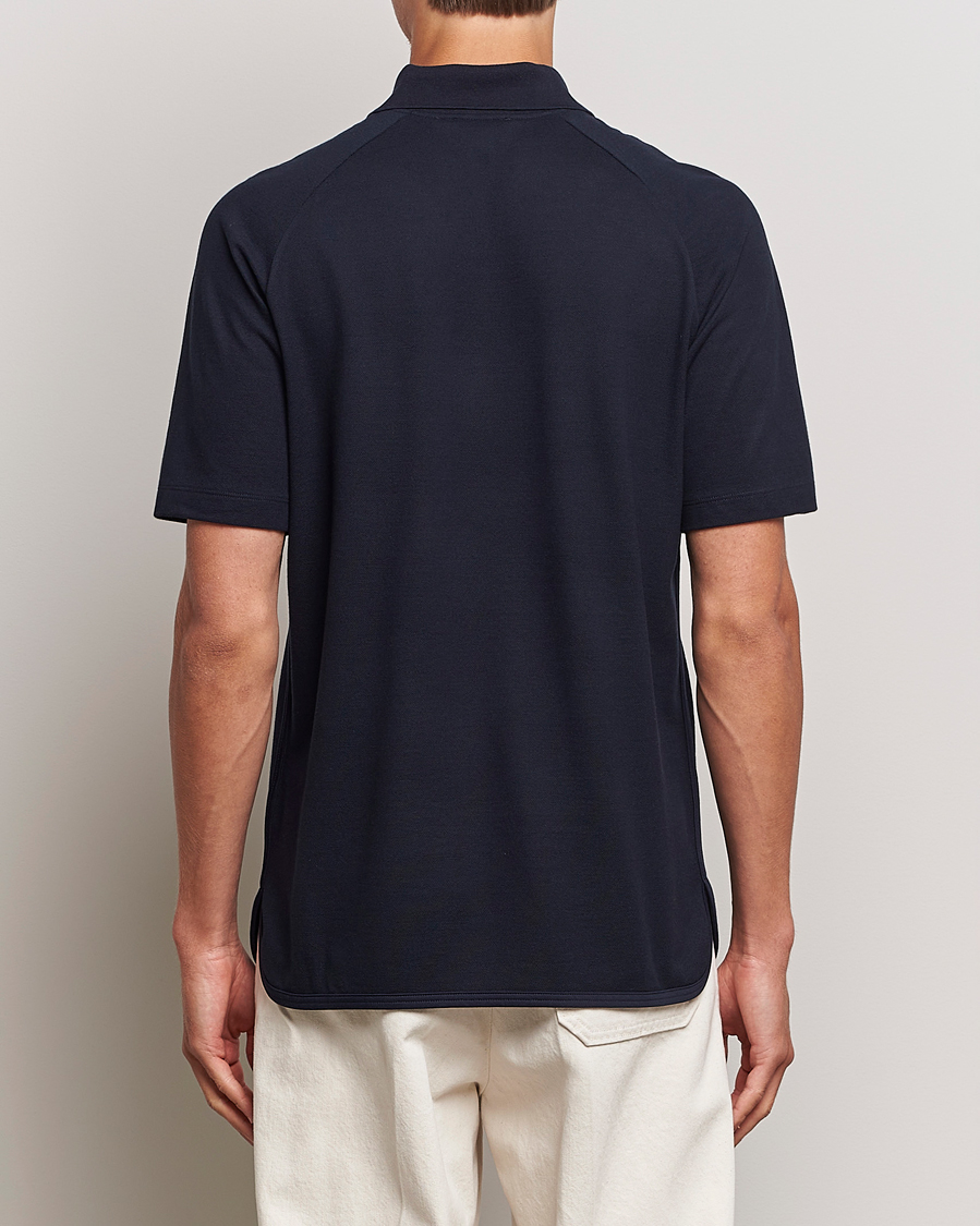 Men | Polo Shirts | Giorgio Armani | Cotton/Cashmere Raglan Sleeve Polo Navy