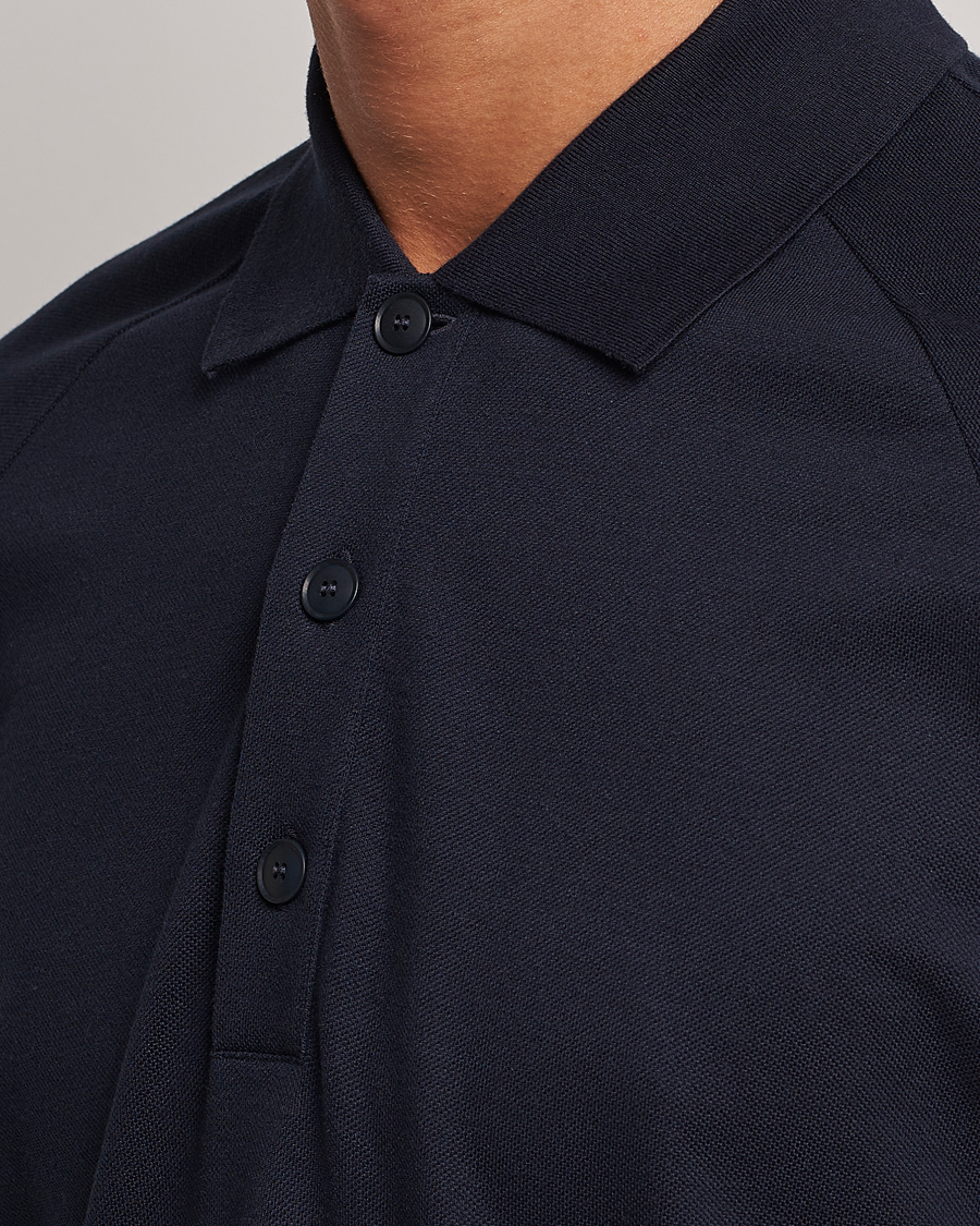 Men | Polo Shirts | Giorgio Armani | Cotton/Cashmere Raglan Sleeve Polo Navy