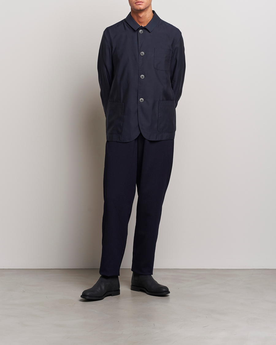Giorgio Armani ネイビー ボタンジャケット Giorgio Armani Lightweight Silk Blend Chore Jacket Navy at