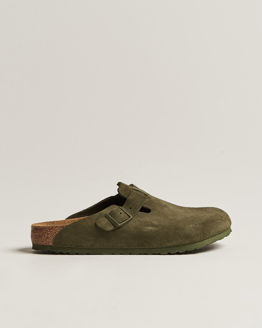 Men | BIRKENSTOCK Boston Classic Footbed Thyme Green Suede | BIRKENSTOCK | Boston Classic Footbed Thyme Green Suede