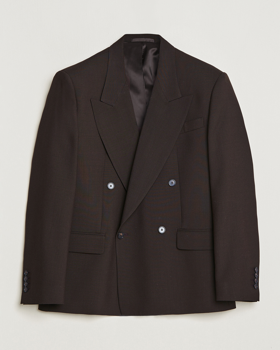 Men | Blazers | Filippa K | Boxy Wool Double Breasted Blazer Dark Chocolate