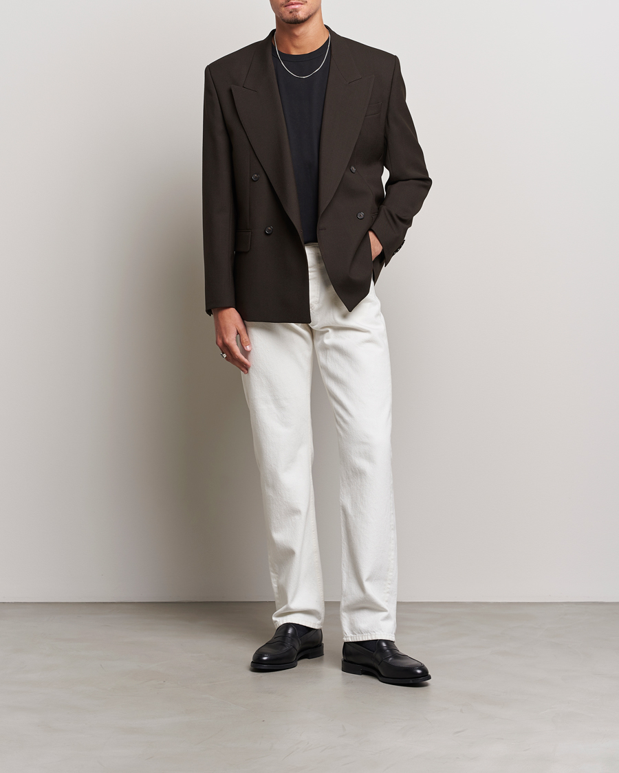 Men | Blazers | Filippa K | Boxy Wool Double Breasted Blazer Dark Chocolate