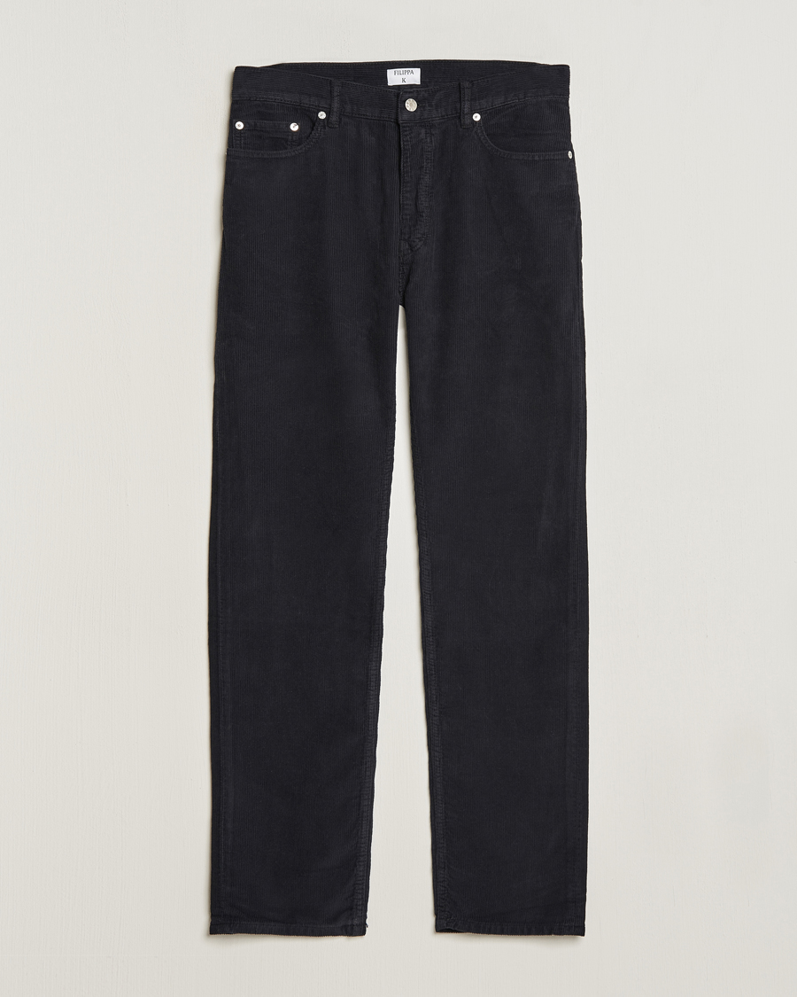 Men | Trousers | Filippa K | Straight Fit Garment Dyed Corduroy Pants Black