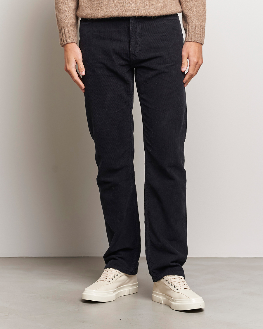 Men | Trousers | Filippa K | Straight Fit Garment Dyed Corduroy Pants Black