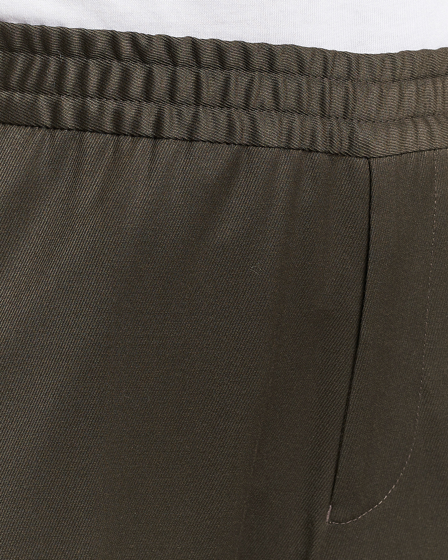 Men | Trousers | Filippa K | Relaxed Terry Wool Trousers Dark Forest Green