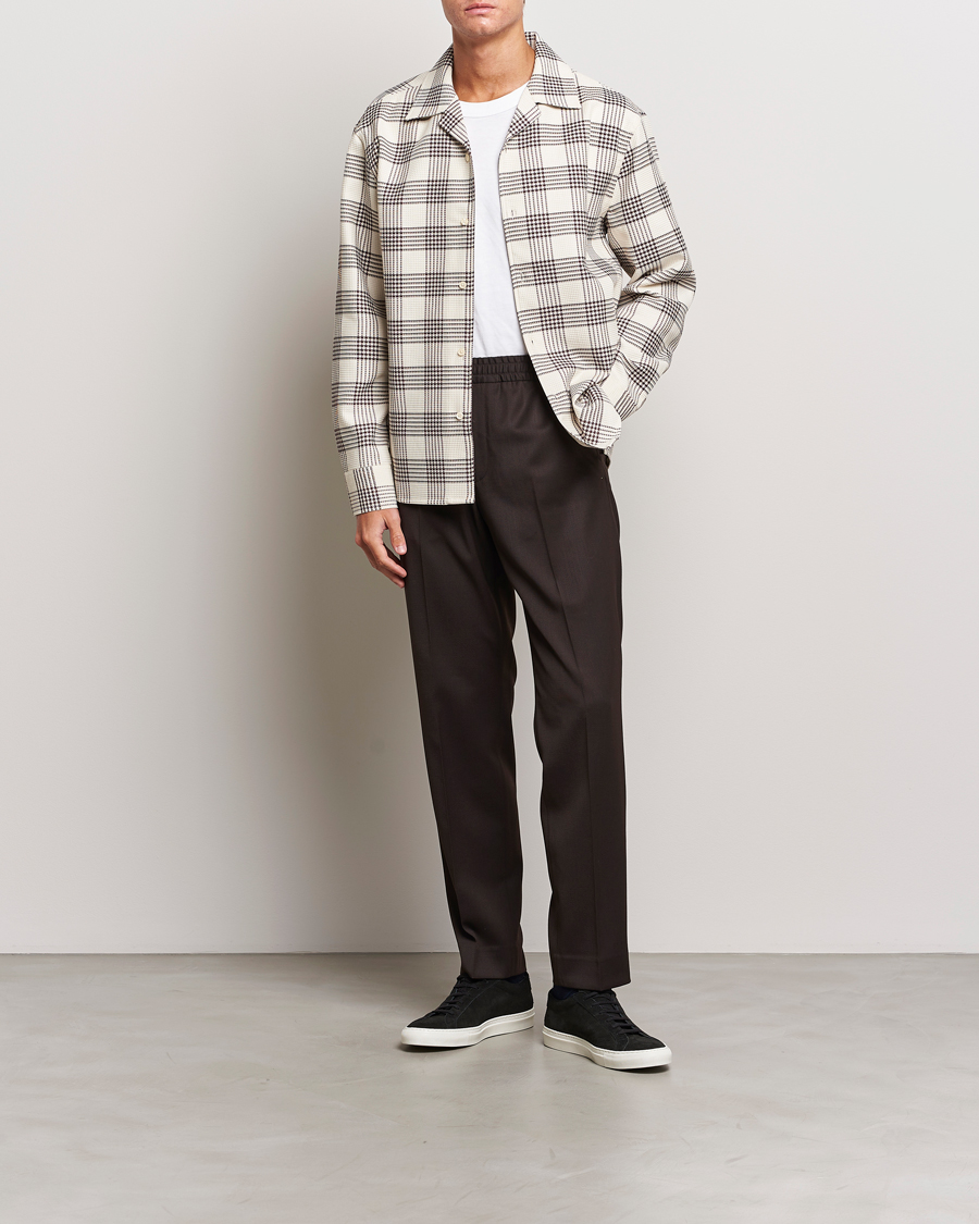Men | Shirts | Filippa K | Waffle Checked Resort Shirt Dark Chocolate/White