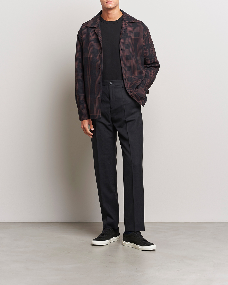 Men | Shirts | Filippa K | Waffle Checked Resort Shirt Dark Chocolate/Black