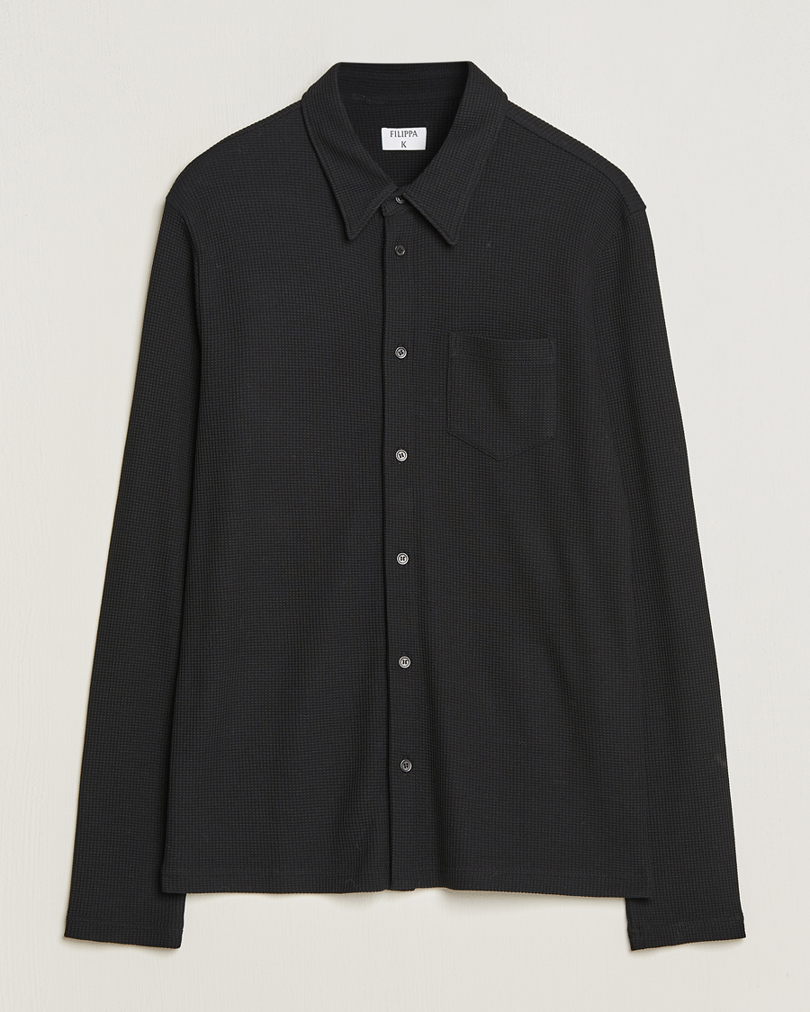 Men | Filippa K | Filippa K | Waffle Jersey Shirt Black