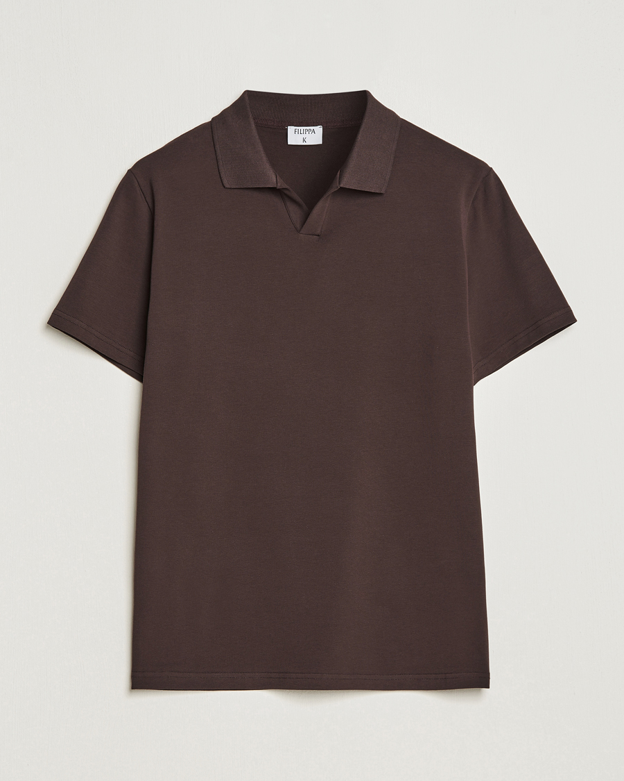 Men | Filippa K | Filippa K | Soft Lycra Polo T-Shirt Dark Chocolate