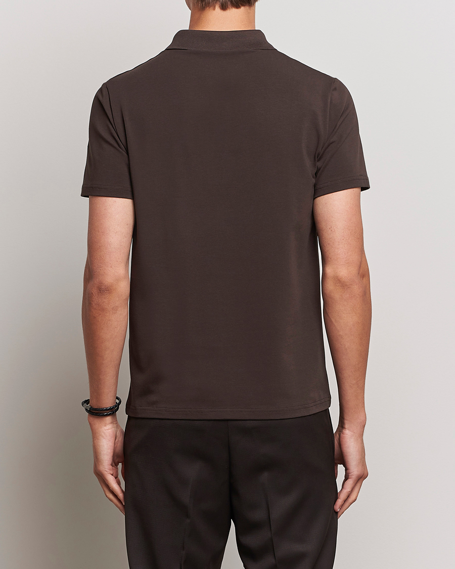 Men | Polo Shirts | Filippa K | Soft Lycra Polo T-Shirt Dark Chocolate