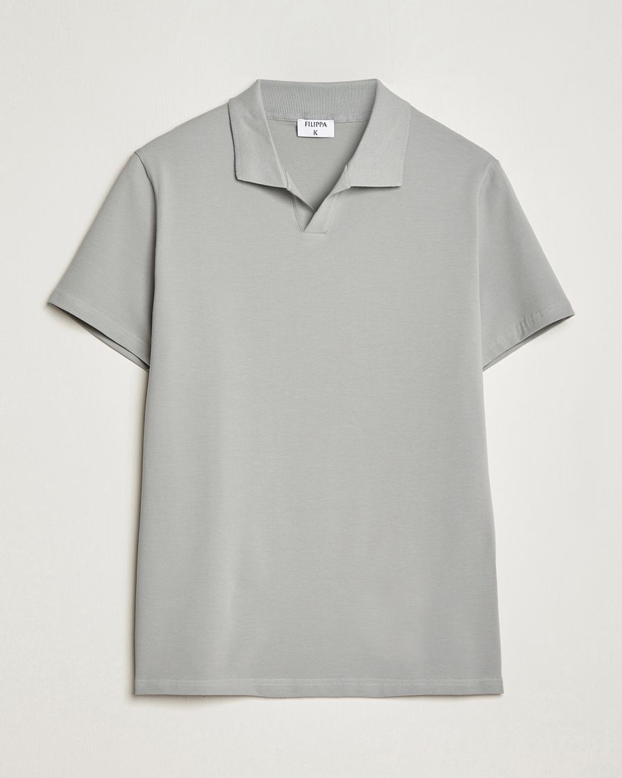 Men | Filippa K | Filippa K | Soft Lycra Polo T-Shirt Feather Grey