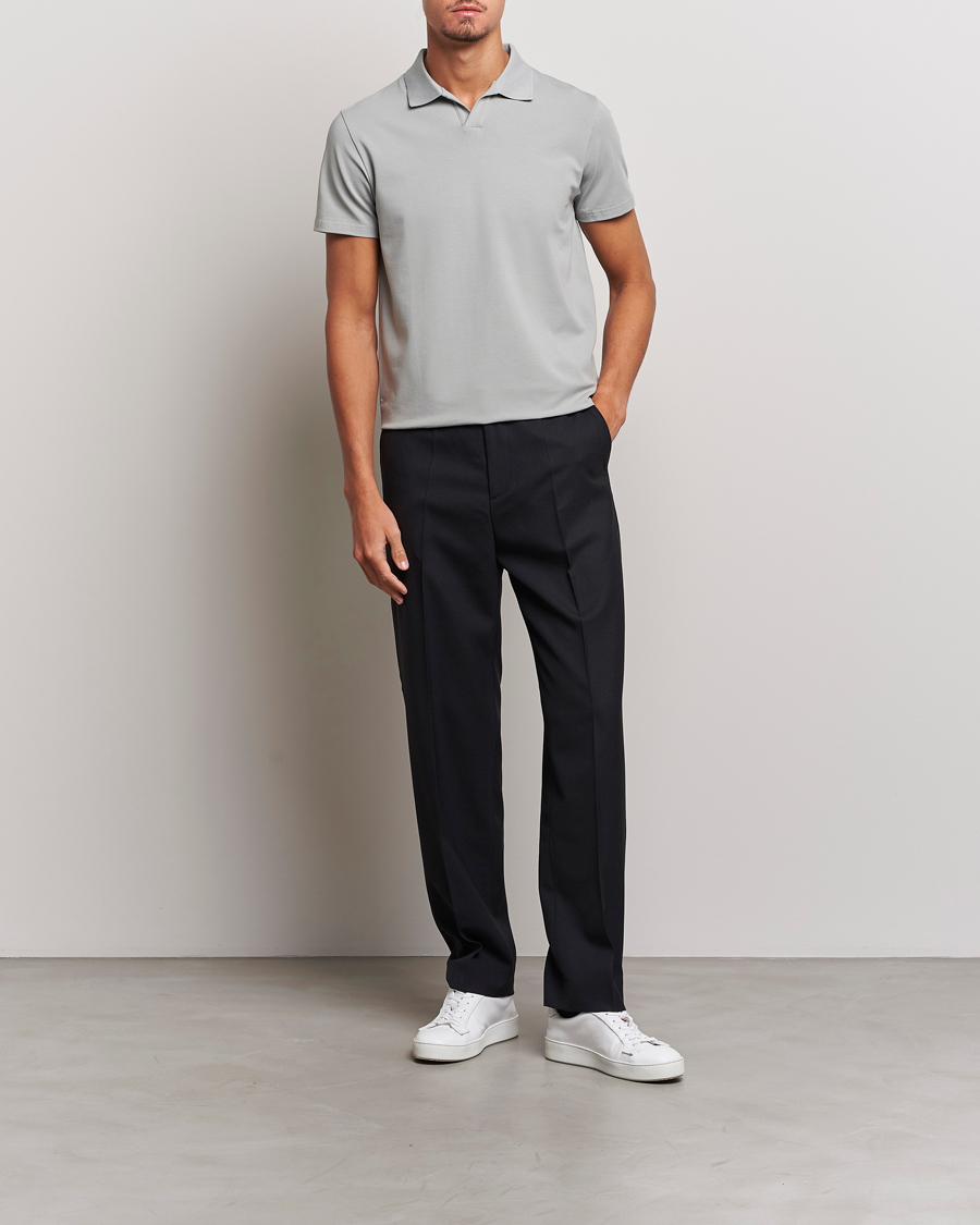 Men | Polo Shirts | Filippa K | Soft Lycra Polo T-Shirt Feather Grey