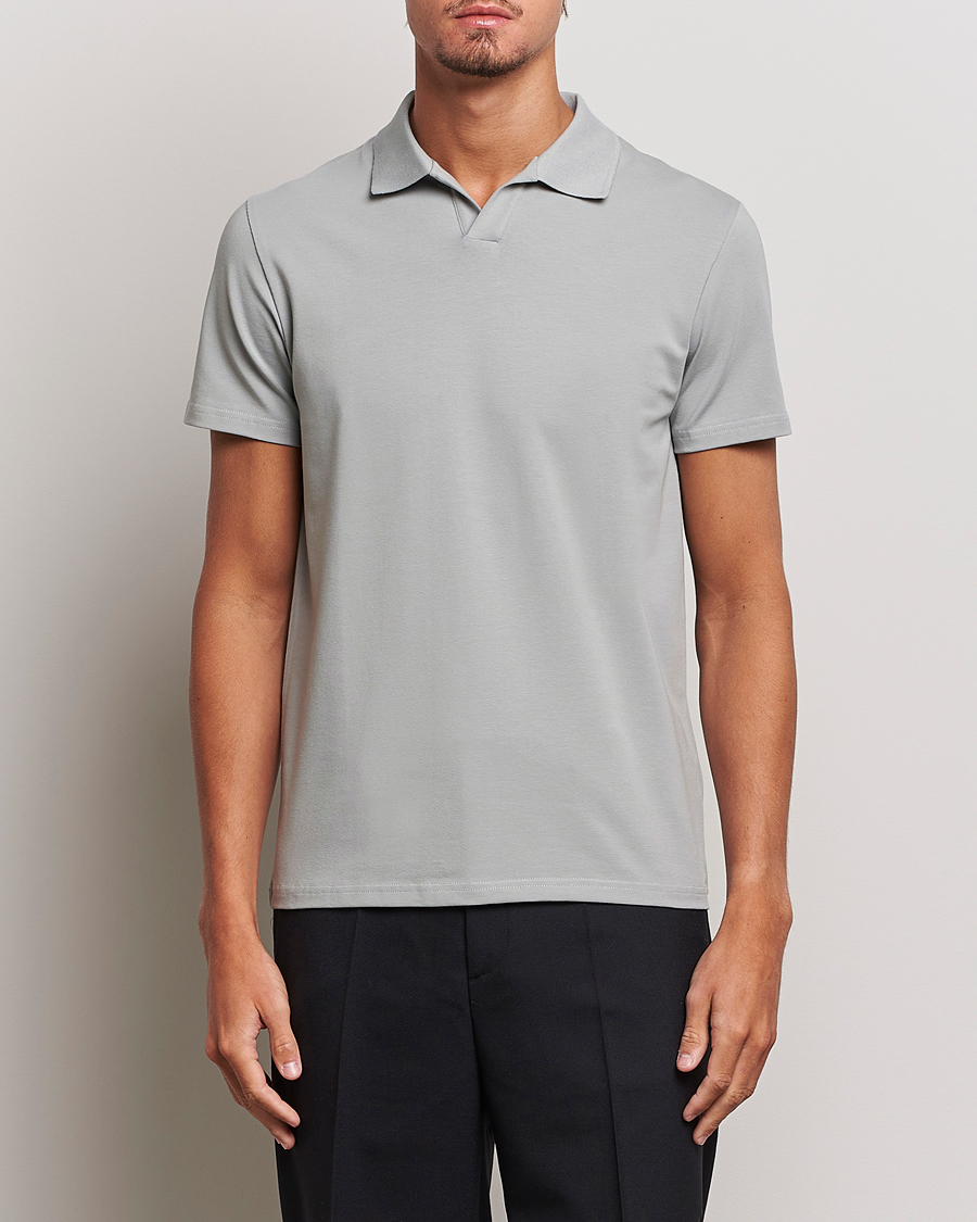 Men | Filippa K | Filippa K | Soft Lycra Polo T-Shirt Feather Grey