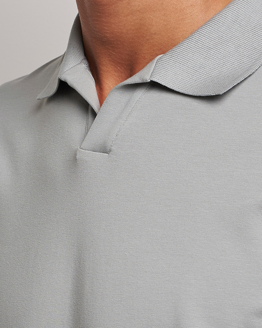 Men | Polo Shirts | Filippa K | Soft Lycra Polo T-Shirt Feather Grey