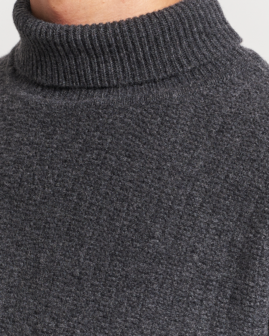 Men | Sweaters & Knitwear | Filippa K | Wool Structured Polo Anthracite Melange