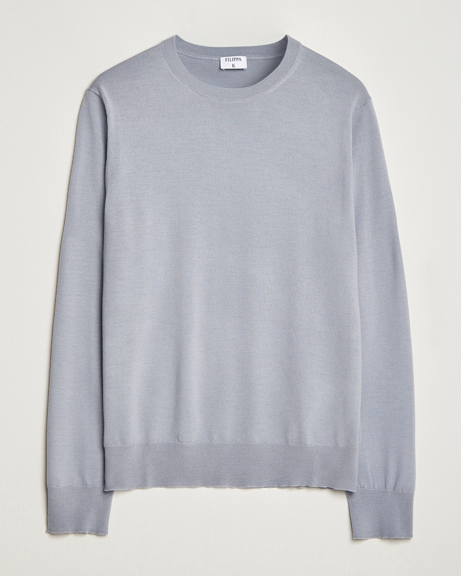 Men | Sweaters & Knitwear | Filippa K | Merino Round Neck Sweater Fog Blue
