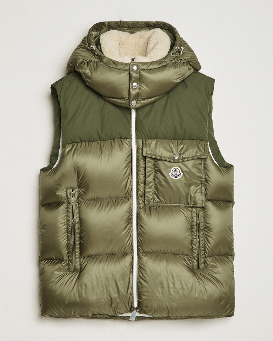 Men | Coats & Jackets | Moncler | Oust Shearling Down Vest Olive