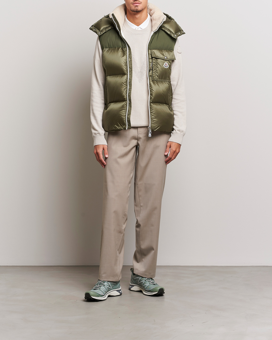 Men | Coats & Jackets | Moncler | Oust Shearling Down Vest Olive