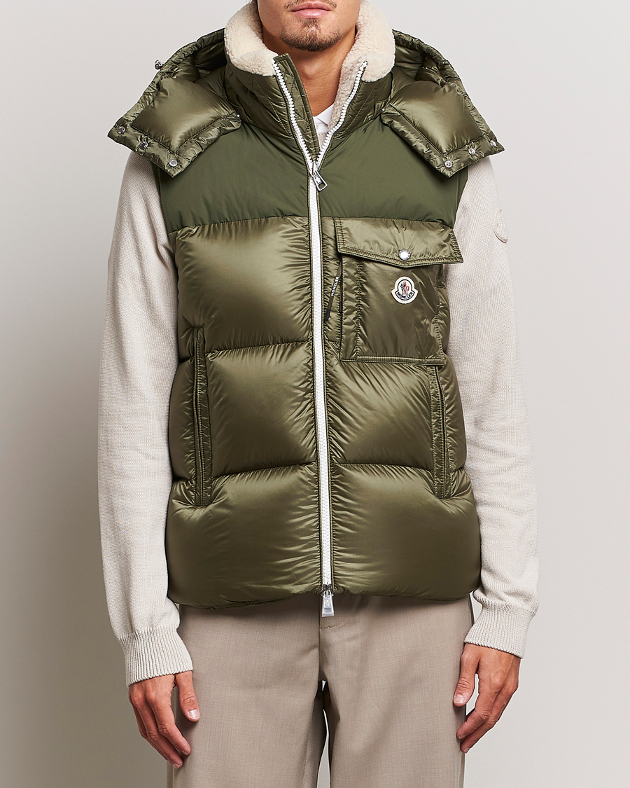 Men | Coats & Jackets | Moncler | Oust Shearling Down Vest Olive