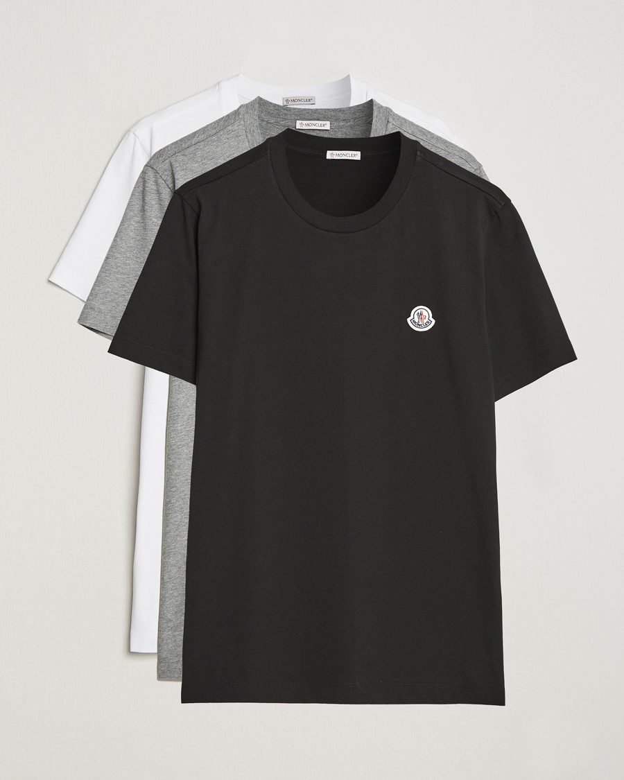 Men | T-Shirts | Moncler | 3-Pack Logo T-Shirt Black/Grey/White