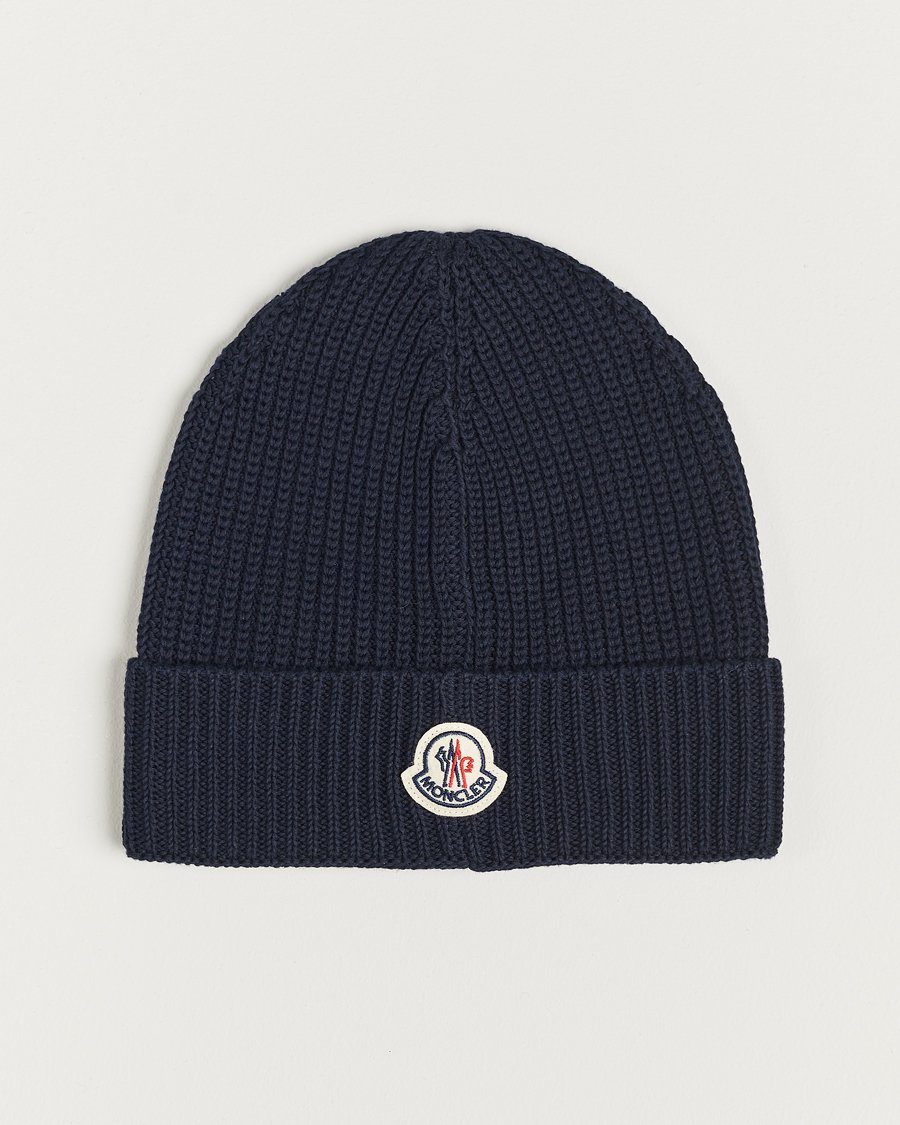 Men | Moncler Logo Embossed Beanie Navy | Moncler | Logo Embossed Beanie Navy