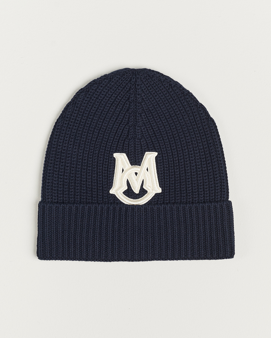 Men | Moncler Logo Embossed Beanie Navy | Moncler | Logo Embossed Beanie Navy