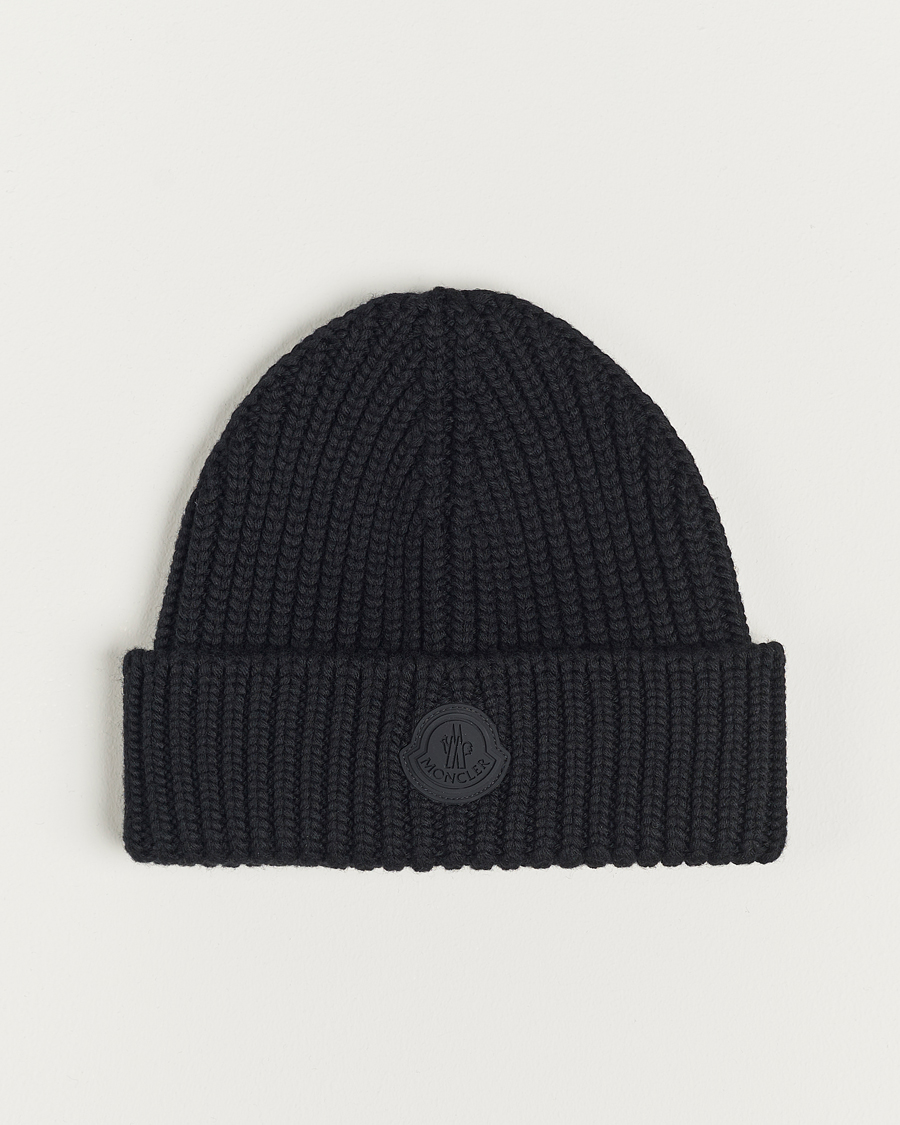 Men | Moncler Tonal Logo Beanie Black | Moncler | Tonal Logo Beanie Black