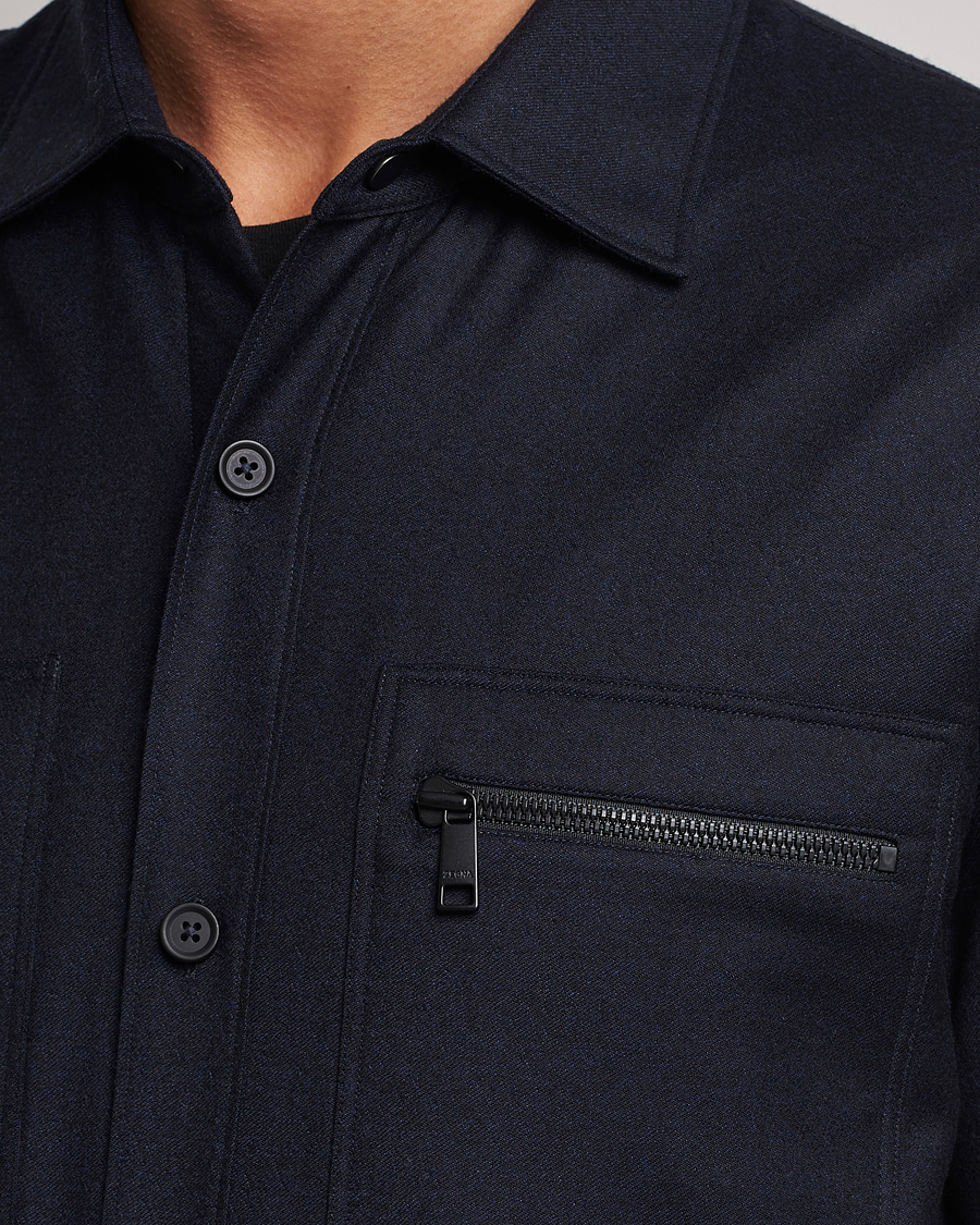 Men | Coats & Jackets | Zegna | Techmerino Flannel Shirt Jacket Navy