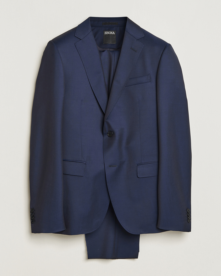 Men | Suits | Zegna | Tailored Wool Suit Dark Blue