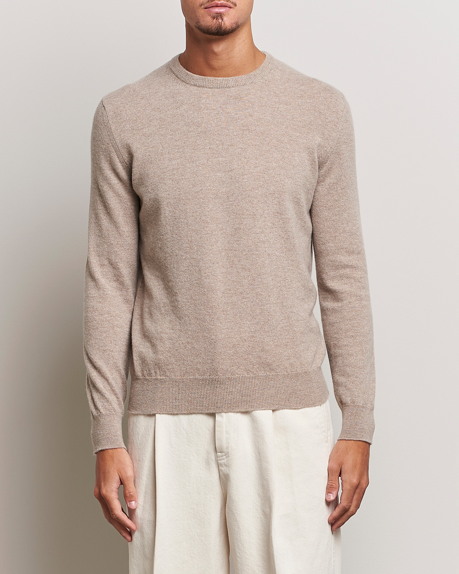 Zegna Oasi Cashmere Crew Neck Beige at CareOfCarl.com