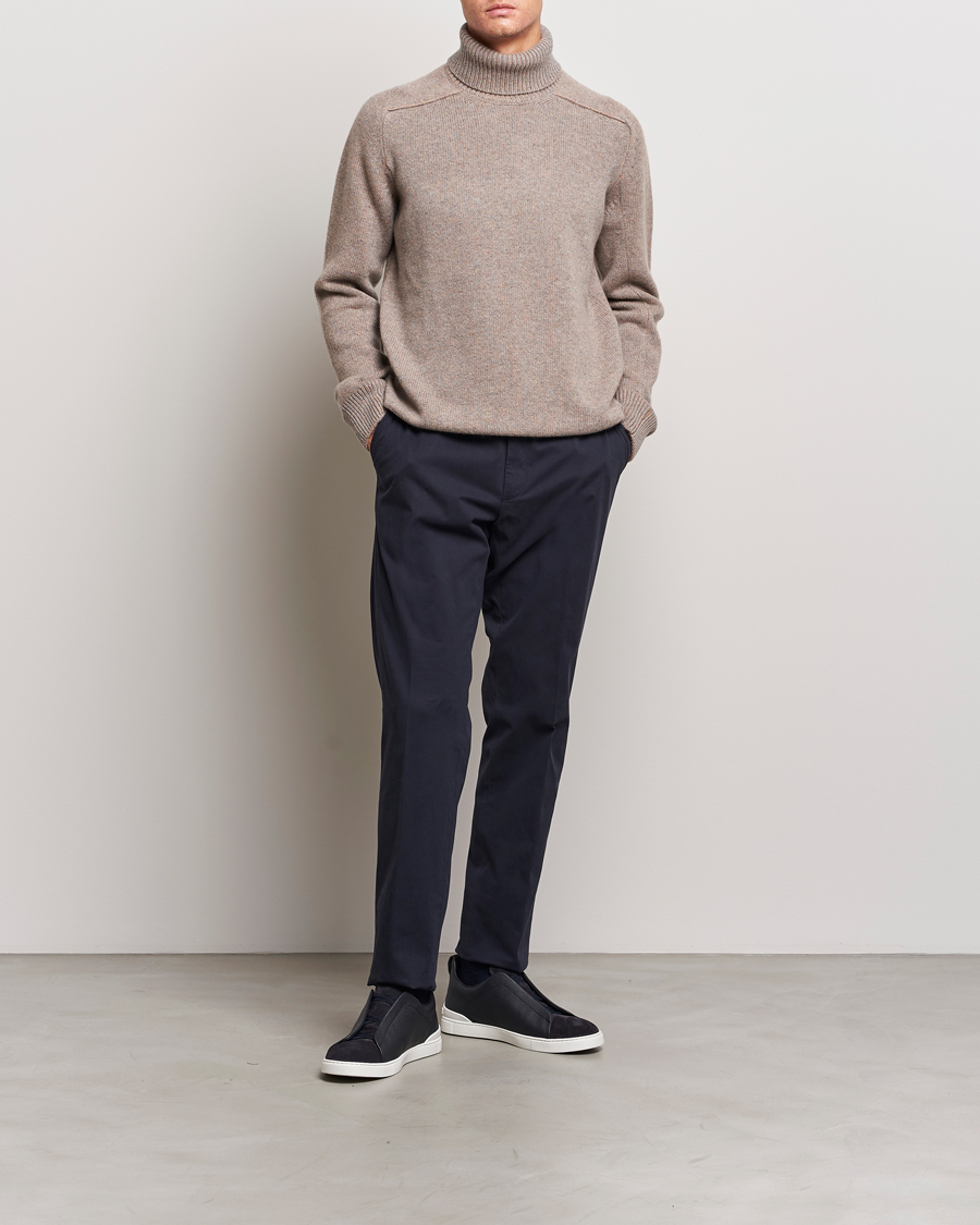Men | Sweaters & Knitwear | Zegna | 5 Gauge Cashmere Rollneck Beige Melange