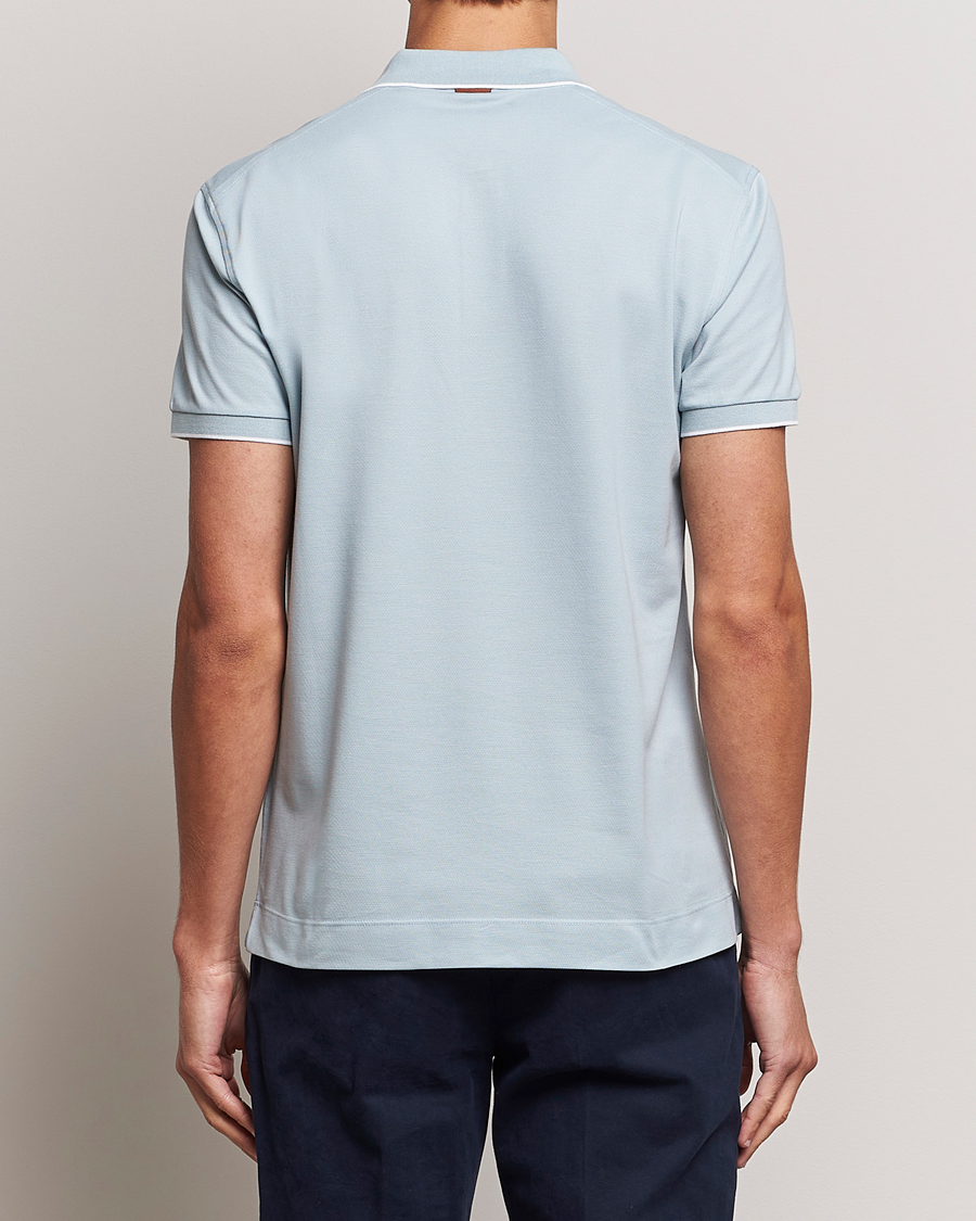 Men | Polo Shirts | Zegna | Short Sleeve Cotton Piquet Light Blue