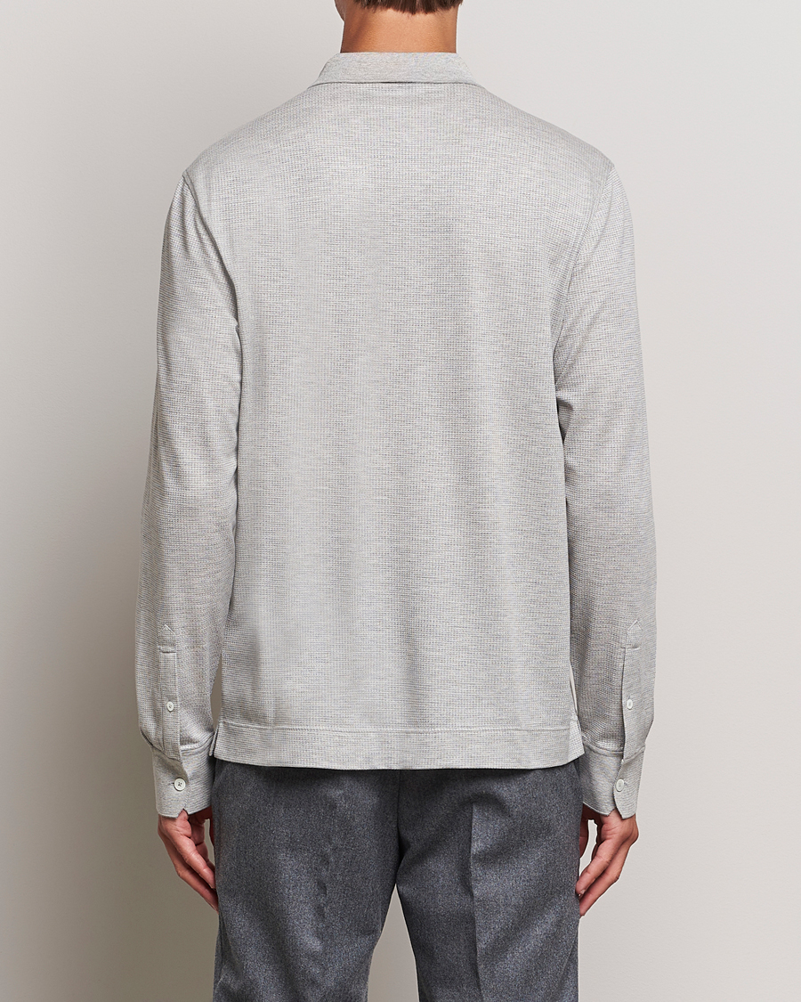 Men | Sweaters & Knitwear | Zegna | Cotton/Silk Long Sleeve Polo Light Grey