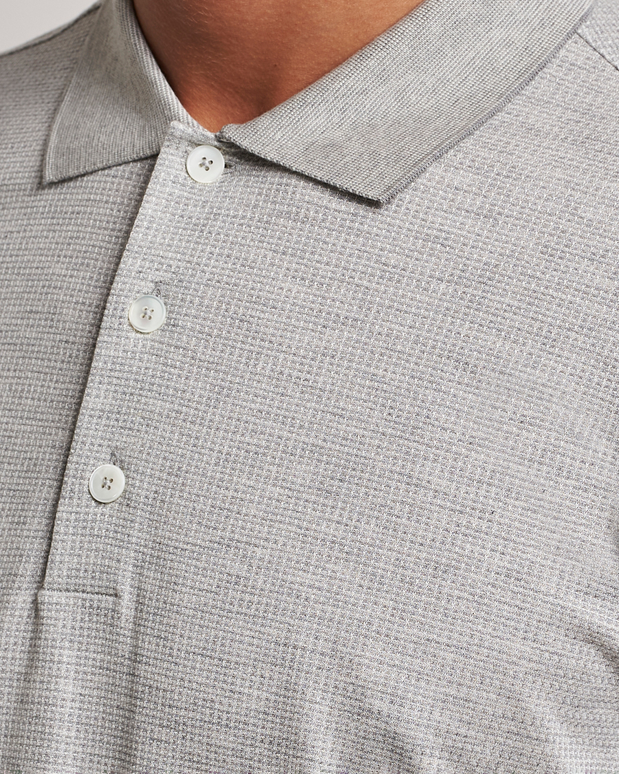 Men | Sweaters & Knitwear | Zegna | Cotton/Silk Long Sleeve Polo Light Grey