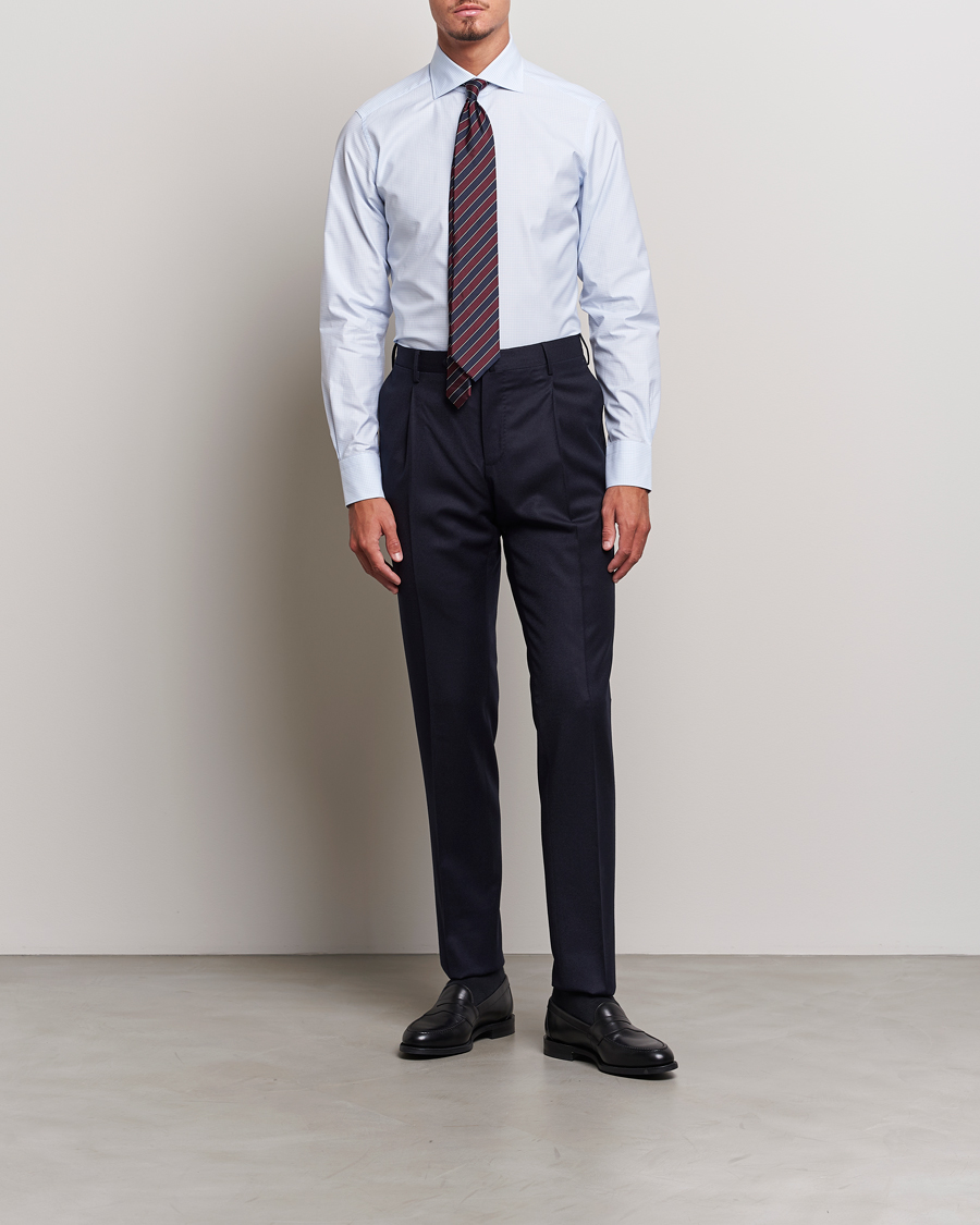 Men | Shirts | Zegna | Slim Fit Check Dress Shirt Light Blue