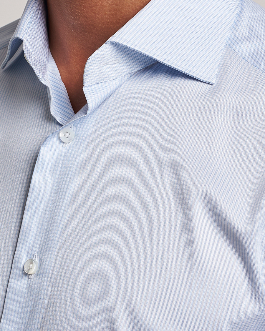 Men | Shirts | Zegna | Slim Fit Striped Dress Shirt Light Blue