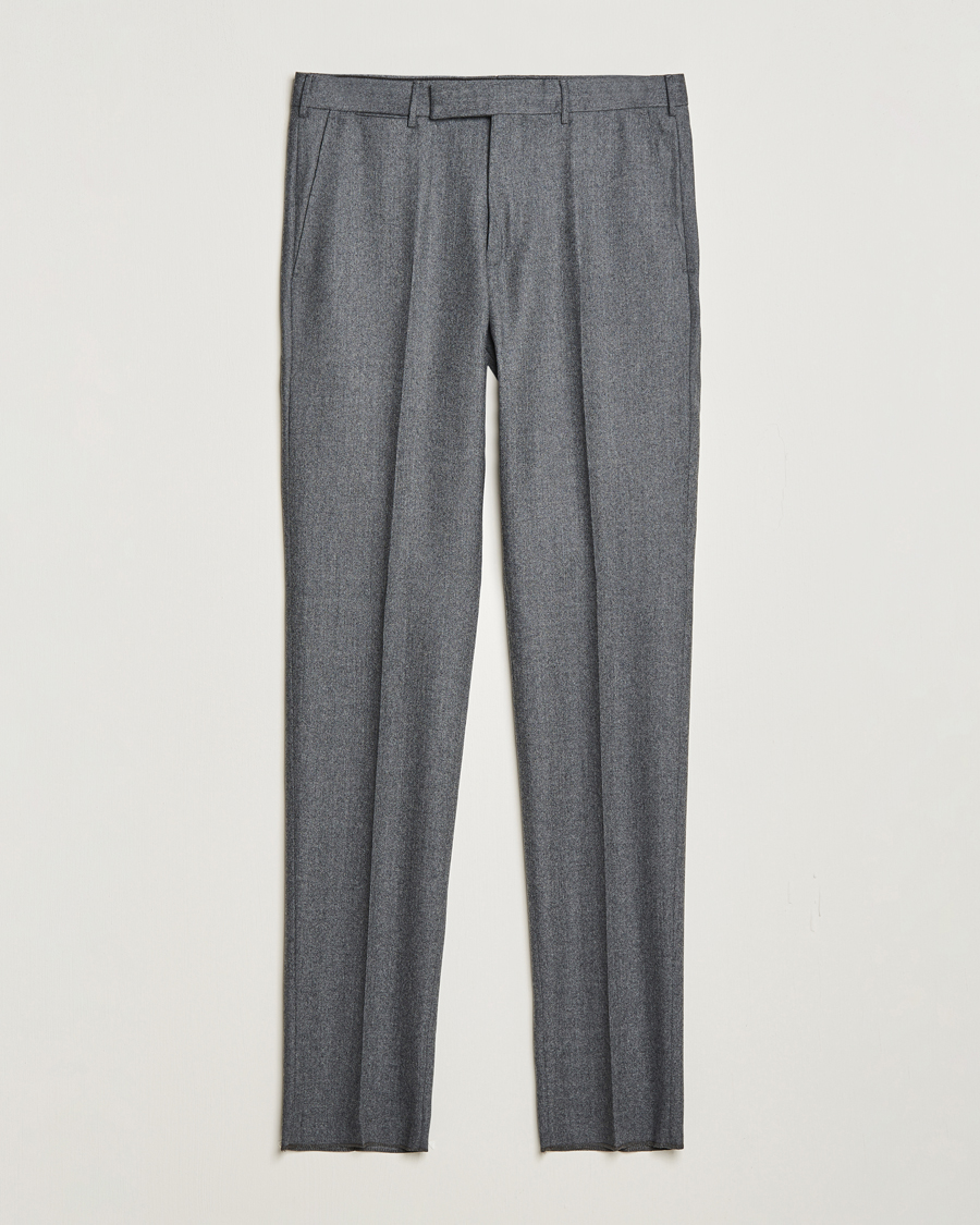 Men | Zegna | Zegna | Carded Flannel Trousers Grey Melange