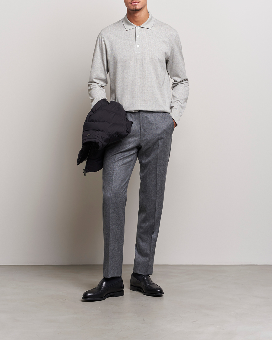 Men | Trousers | Zegna | Carded Flannel Trousers Grey Melange