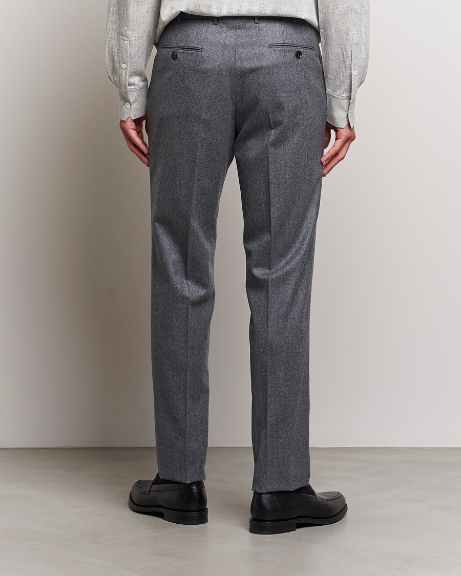 Men | Trousers | Zegna | Carded Flannel Trousers Grey Melange