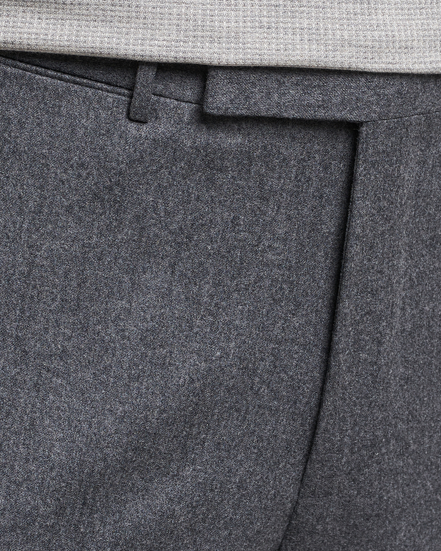Men | Trousers | Zegna | Carded Flannel Trousers Grey Melange