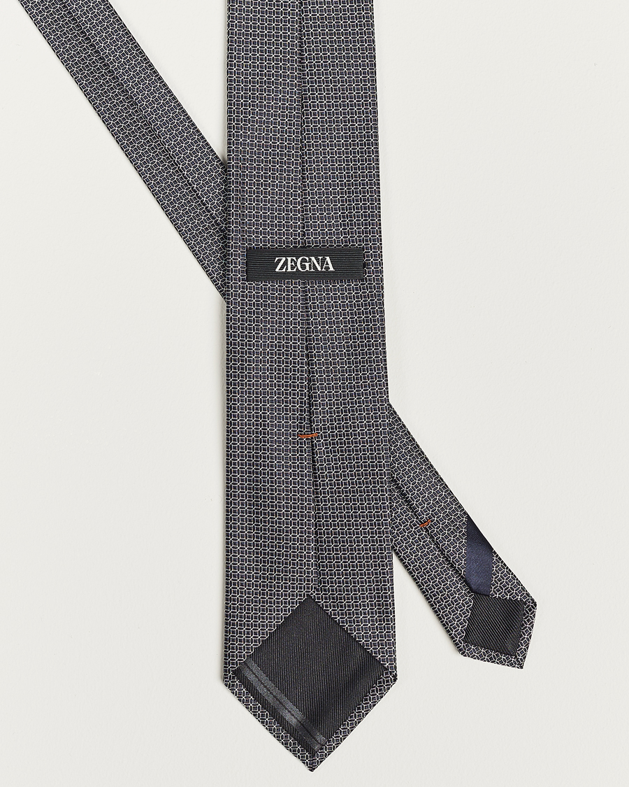 Men | Zegna Printed Silk Tie Navy | Zegna | Printed Silk Tie Navy