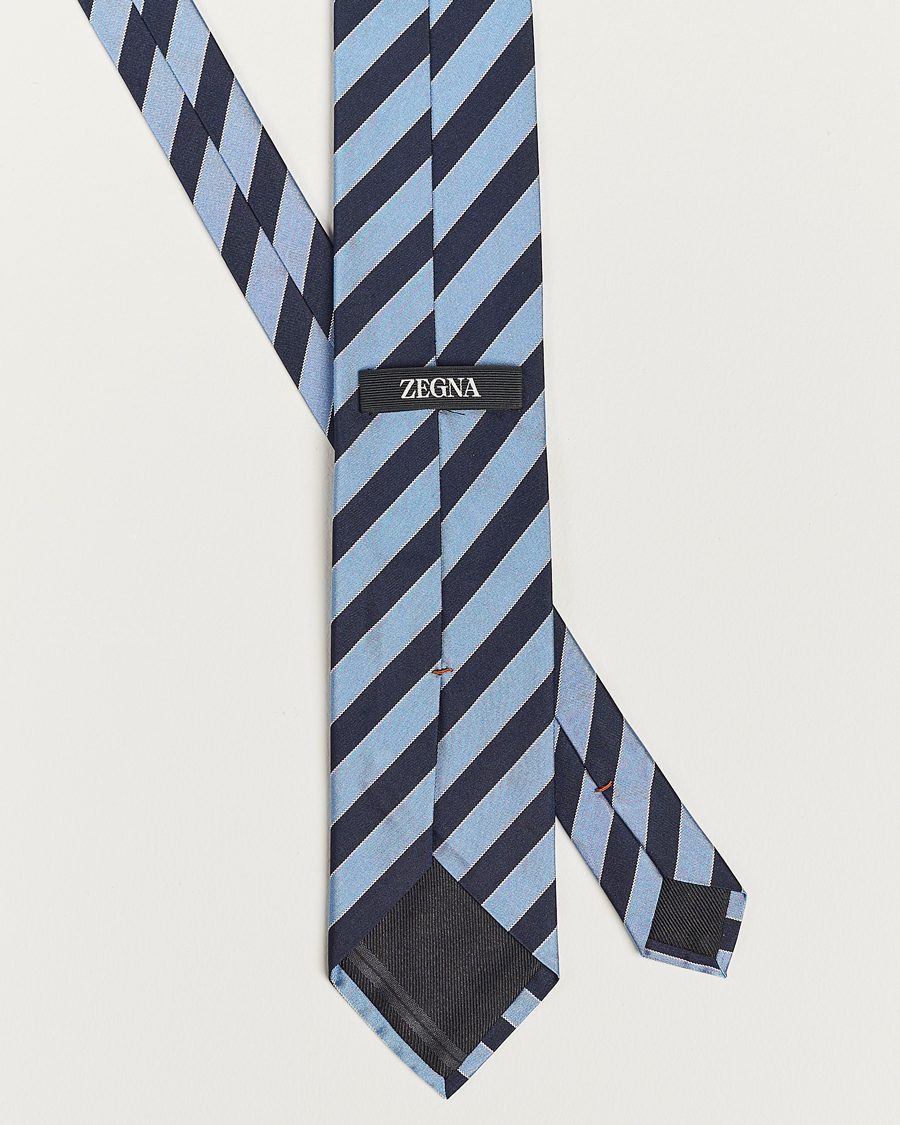 Men | Zegna Regimental Stripe Silk Tie Navy | Zegna | Regimental Stripe Silk Tie Navy